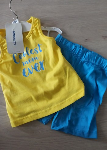 Sarı Baskılı Erkek Bebek Kolsuz Takım - Görsel 2