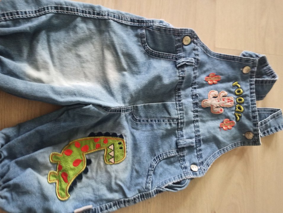 Nakışlı Renkli Erkek Kot Tulum - Görsel 4