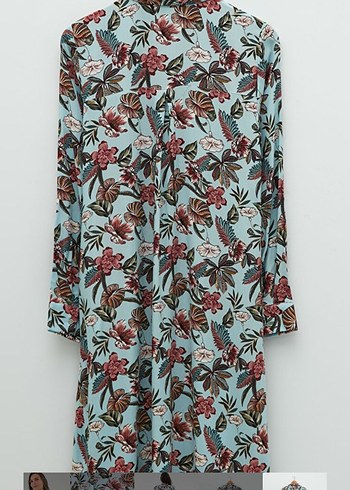 Bohem Çiçek Desenli Mavi Hamile Tunik - Görsel 4