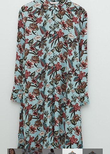 Bohem Çiçek Desenli Mavi Hamile Tunik - Görsel 3