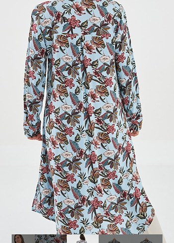 Bohem Çiçek Desenli Mavi Hamile Tunik - Görsel 2