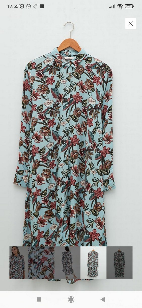 Bohem Çiçek Desenli Mavi Hamile Tunik - Görsel 3