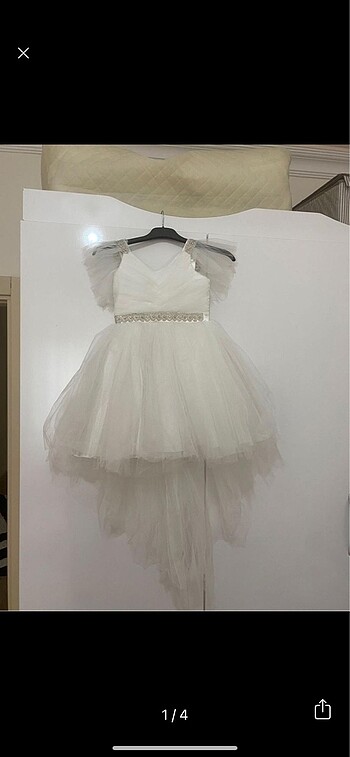 4-6 yaş uyumlu beyaz abiye elbise