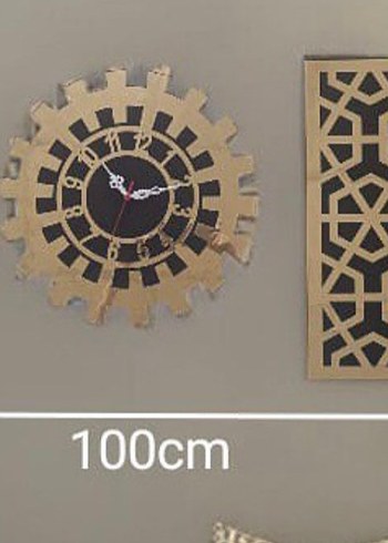 Altın Renkli Duvar Saati 100 cm
