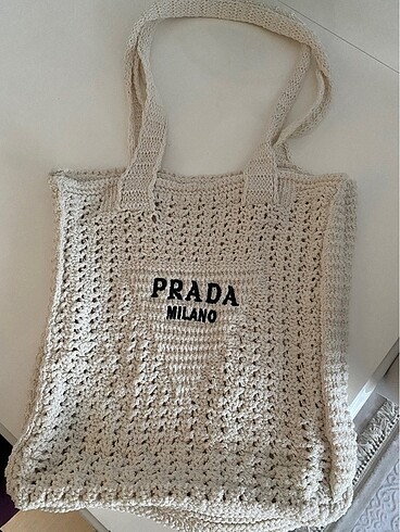 Prada milano örme hasır çanta