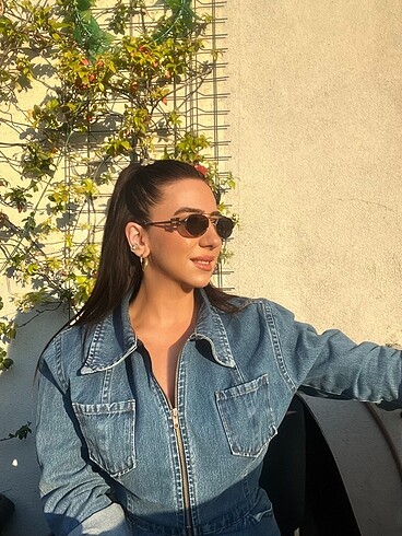 Diğer Fermuarlı denim mini elbise