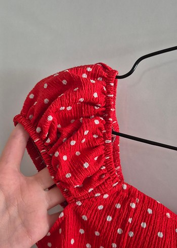 Kırmızı Puantiyeli Crop - Görsel 2