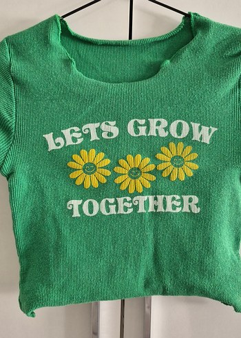 Diğer Yeşil Kısa Kollu Crop Tişört