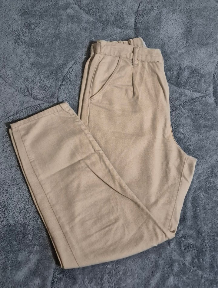 Bej Kadın Keten Kumaş Pantolon - Görsel 2