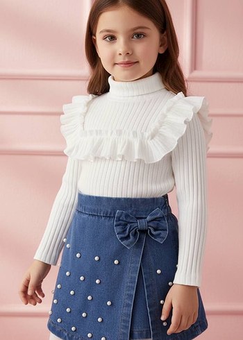 Kız çocuk Bayramlık Şortlu Etek takım - Görsel 2