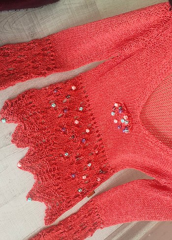 Bayan file triko Kazak pareo bluz - Görsel 6