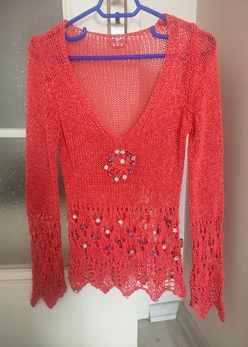 Bayan file triko Kazak pareo bluz - Görsel 2