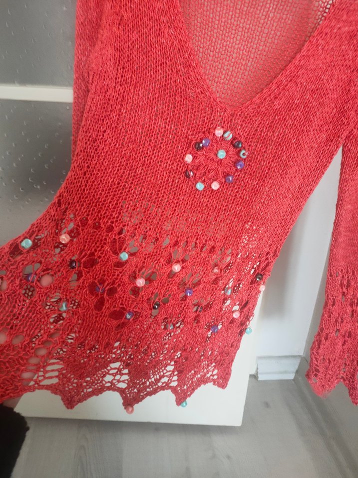 Bayan file triko Kazak pareo bluz - Görsel 3