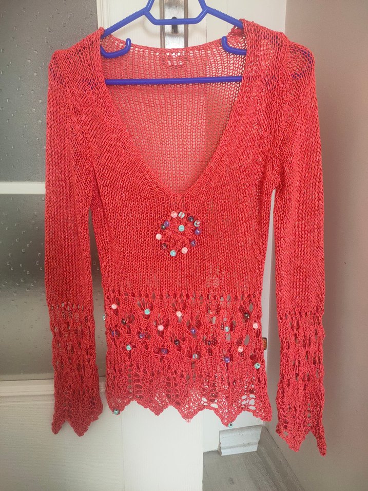 Bayan file triko Kazak pareo bluz - Görsel 2