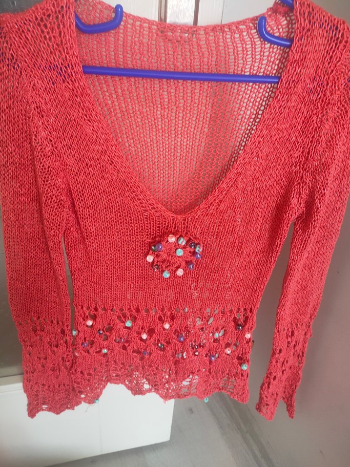 Bayan file triko Kazak pareo bluz - Görsel 5