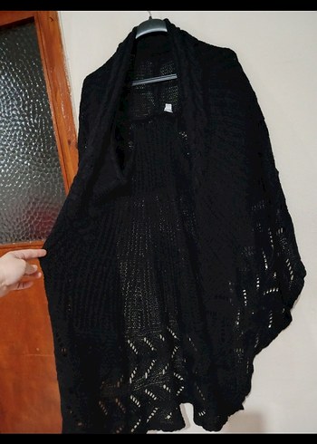 Siyah Bohem Örgü Kadın Hırka panço pelerin yelek - Görsel 6