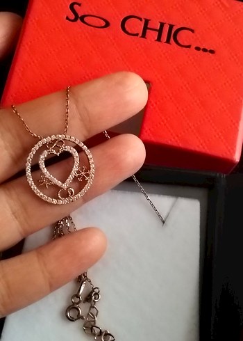 So chic Kadın Parıltılı Kalp Detaylı Zincir Kolye Gümüş - Görsel 4