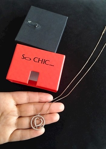 So chic Kadın Parıltılı Kalp Detaylı Zincir Kolye Gümüş - Görsel 2