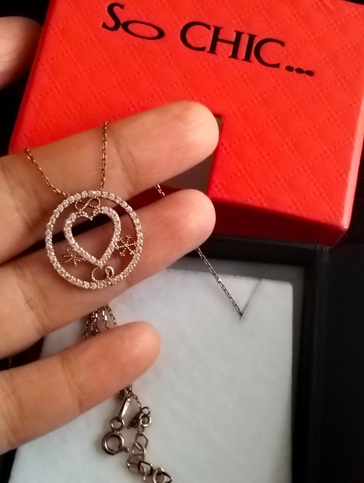 So chic Kadın Parıltılı Kalp Detaylı Zincir Kolye Gümüş - Görsel 4