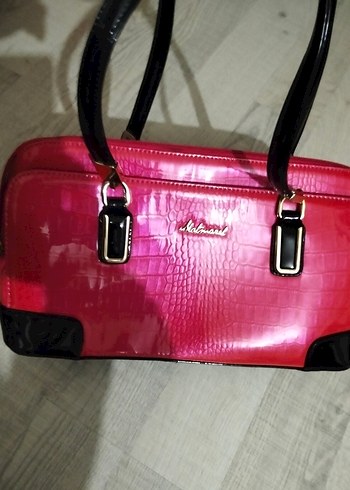 Matmazel Pembe Deri Tokalı Kadın Çantası rugan kol çantası - Görsel 2