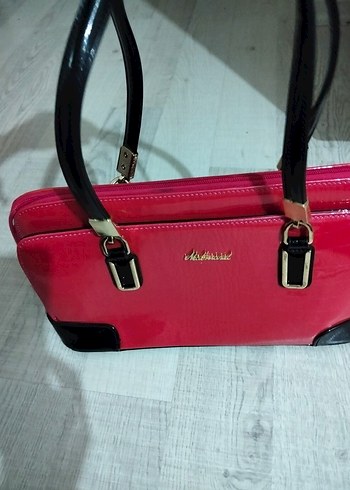 Matmazel Pembe Deri Tokalı Kadın Çantası rugan kol çantası - Görsel 8