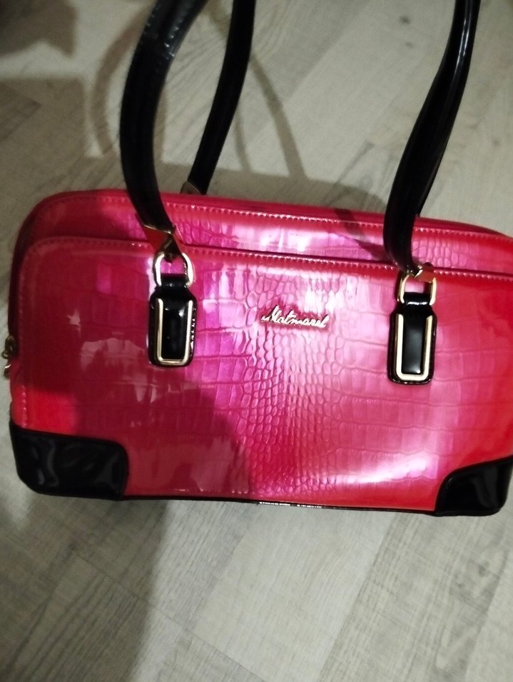 Matmazel Pembe Deri Tokalı Kadın Çantası rugan kol çantası - Görsel 2