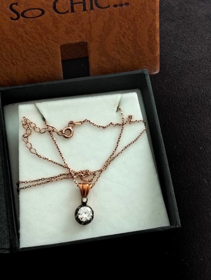 Zincir Detaylı Mini Kadın Kolye gümüş so chic - Görsel 3