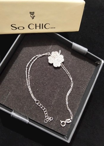 So chic Çiçek Desenli Zincir Kadın Bileklik gümüş - Görsel 2