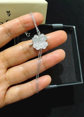 So chic Çiçek Desenli Zincir Kadın Bileklik gümüş - Görsel 4