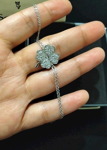 So chic Çiçek Desenli Zincir Kadın Bileklik gümüş - Görsel 3