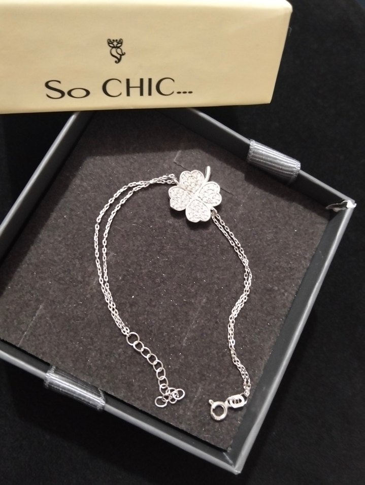 So chic Çiçek Desenli Zincir Kadın Bileklik gümüş - Görsel 2