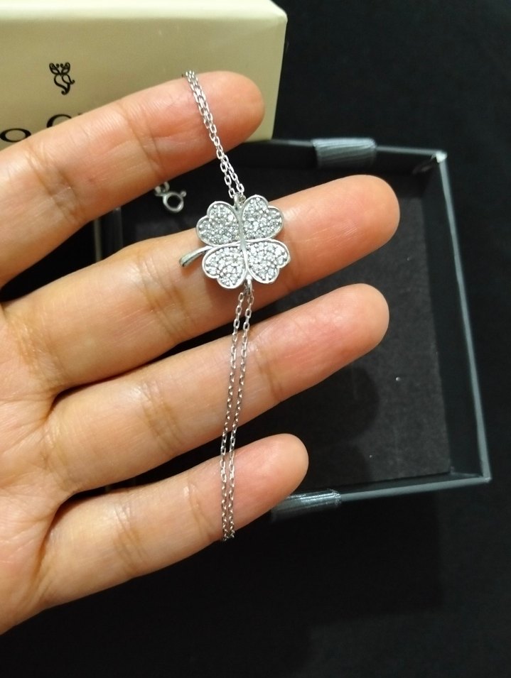 So chic Çiçek Desenli Zincir Kadın Bileklik gümüş - Görsel 4