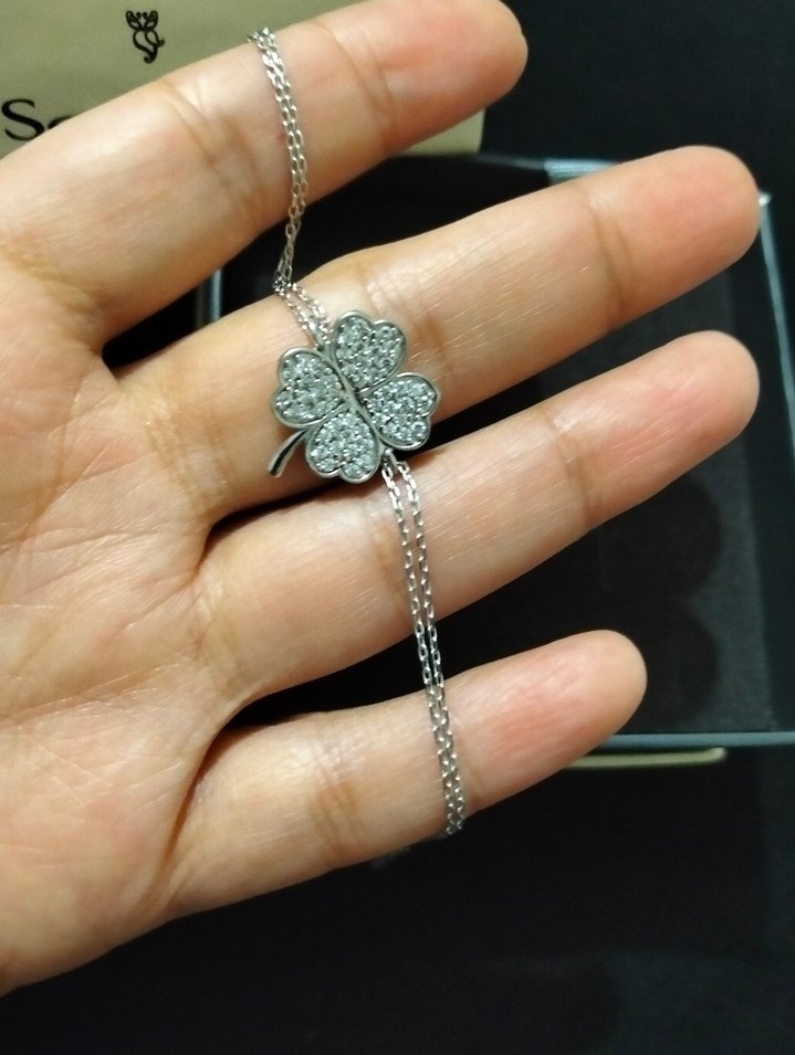 So chic Çiçek Desenli Zincir Kadın Bileklik gümüş - Görsel 3