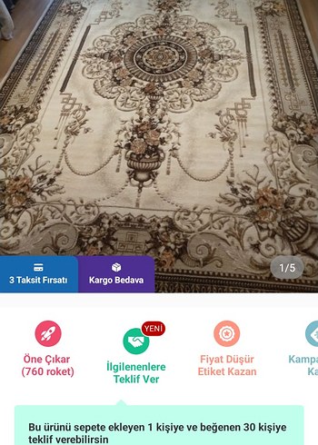 Beden camel Renk l Renkli Geleneksel Desenli Halı