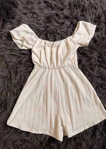 Kadın Keten Mini Tulum Fırfırlı - Görsel 2