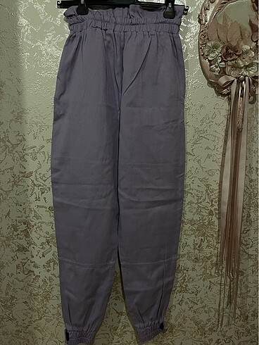 Lila lastikli pantolon - Görsel 3