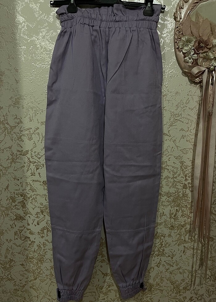 Lila lastikli pantolon - Görsel 3