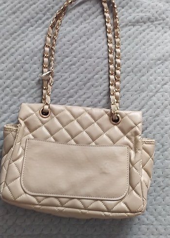 Bej Deri Kapitone Kadın Çanta - Görsel 2