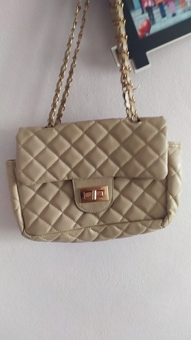 Bej Deri Kapitone Kadın Çanta - Görsel 3