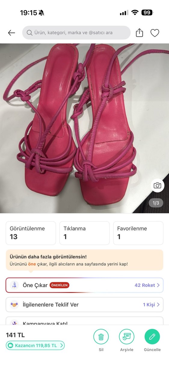 Pembe Topuklu Kadın Sandalet - Görsel 3