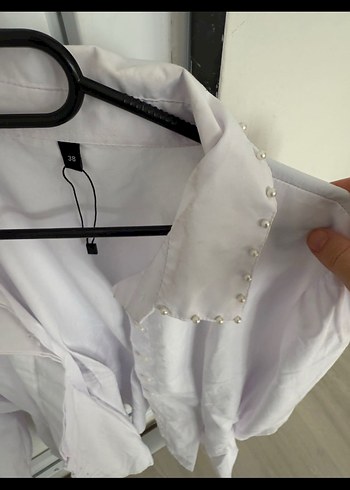 Beyaz Denim Uzun Kollu Kadın Gömlek - Görsel 4