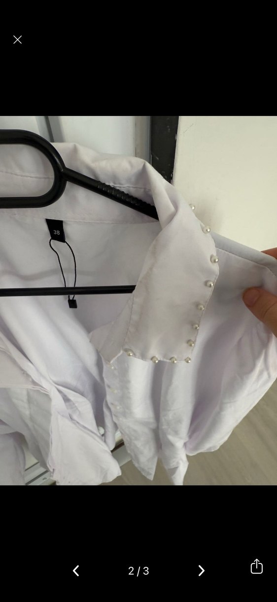 Beyaz Denim Uzun Kollu Kadın Gömlek - Görsel 4