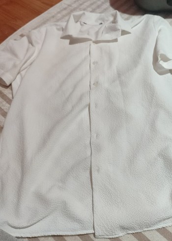 Diğer Beyaz Keten Düğmeli Kadın Gömlek