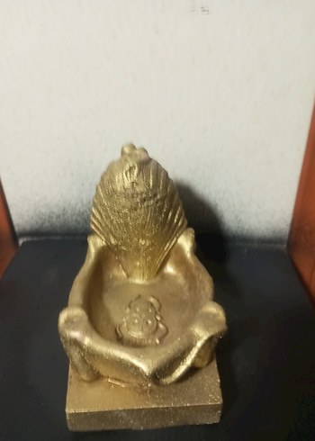 Parlak Altın Renkli Firavun Figürü küllük mumluk tütsülük - Görsel 3