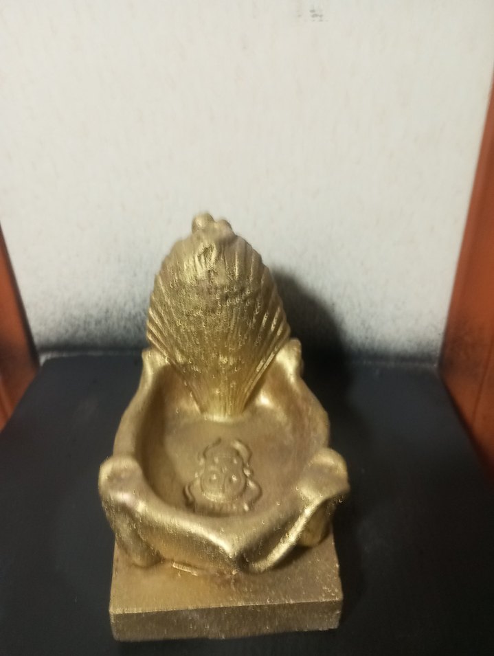 Parlak Altın Renkli Firavun Figürü küllük mumluk tütsülük - Görsel 3