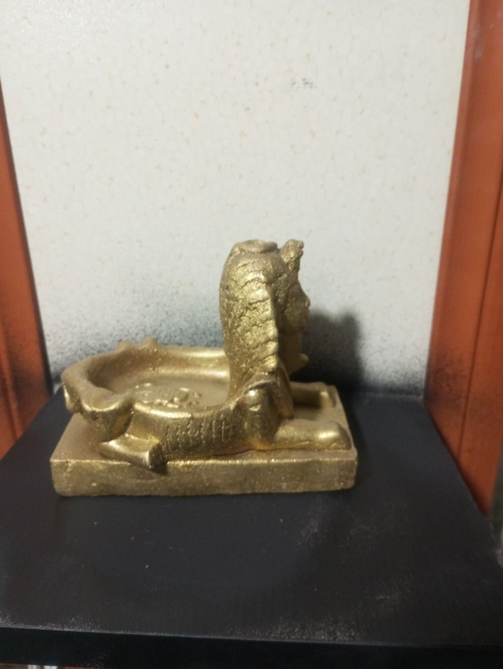 Parlak Altın Renkli Firavun Figürü küllük mumluk tütsülük - Görsel 4