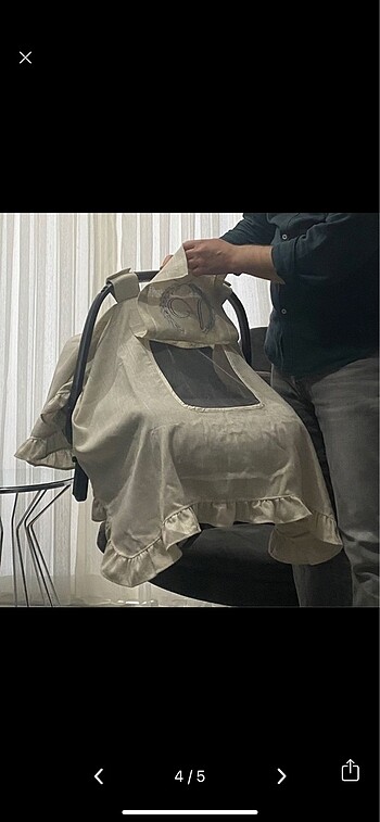 0 - 13 kg Beden ten rengi Renk A Harfli İşlemeli Keten Puset Örtüsü