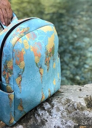 Dünya Haritası Desenli sırt çantası 