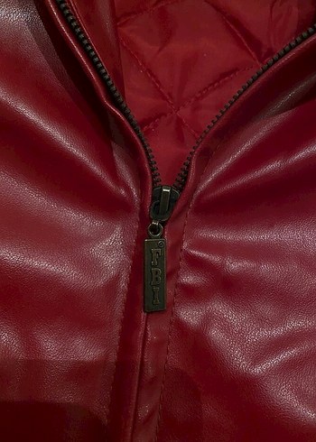 m Beden Kırmızı Kadın Deri Biker Ceket