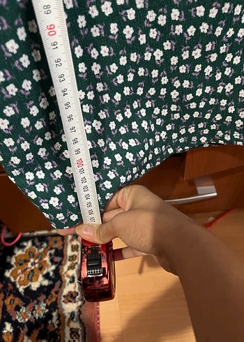H&M Yeşil Midi Elbise kare yaka